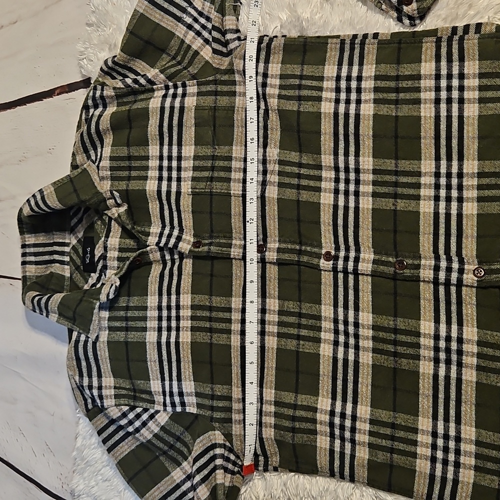 Rails Women's L Flannel Button Down Shirt Olive Green Plaid Long Sleeve LaRGE - Picture 6 of 11